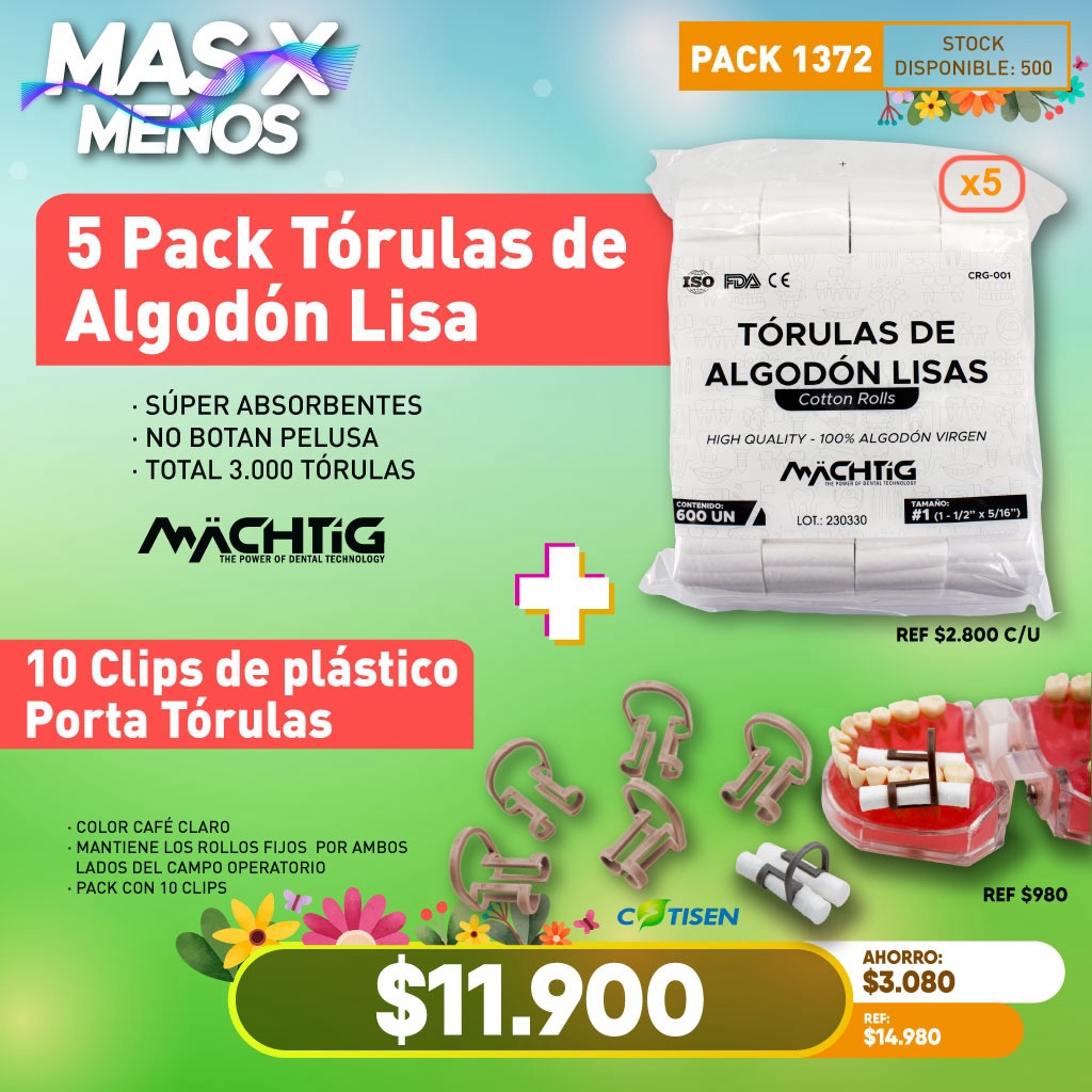 5 Pack Tórulas de Algodón Lisas + 10 Clips Porta Tórulas Cotisen