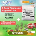 5 Pack Tórulas de Algodón Lisas + 10 Clips Porta Tórulas Cotisen