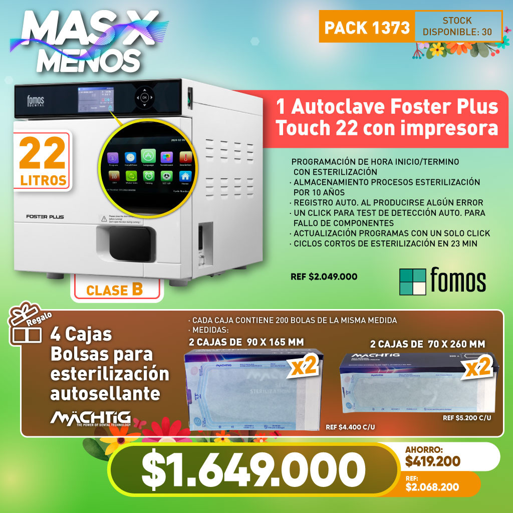 1 Autoclave Foster Plus Touch 22 con impresora clase B  Fomos + Regalo