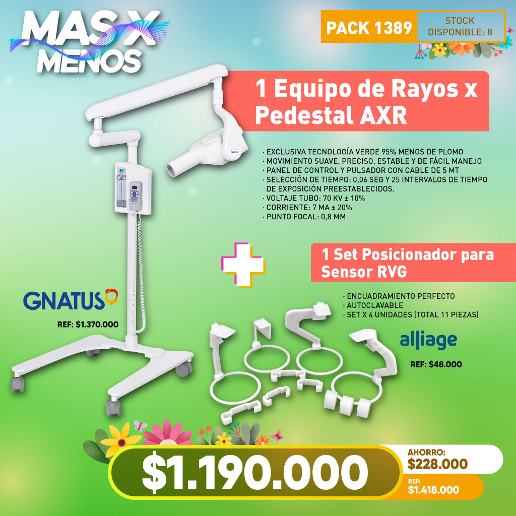 1 Equipo de Rayos x Pedestal AXR Gnatus + 1 Set Posicionador para Sensor RVG Alliage