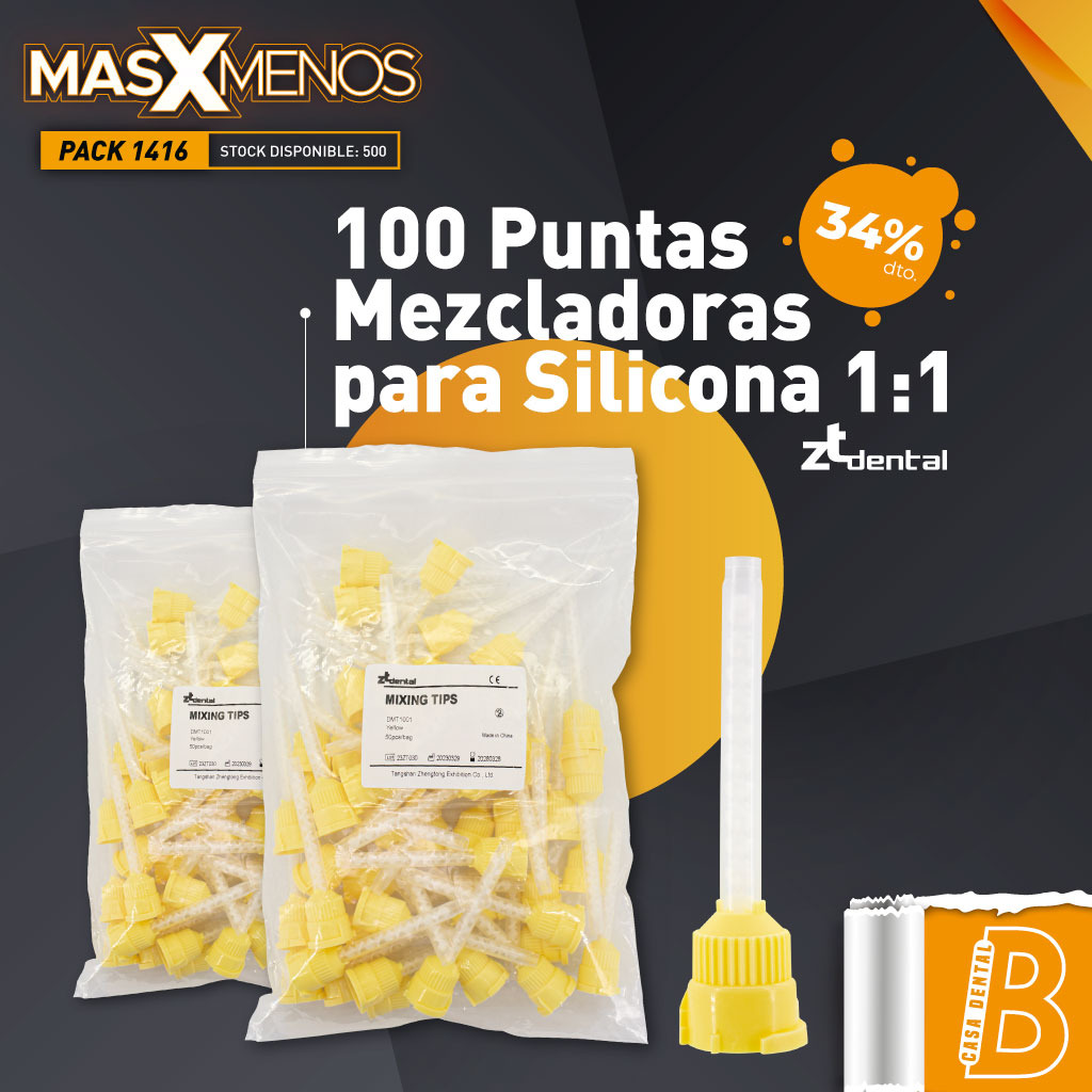 100 Puntas Mezcladoras para Silicona 1:1 ZT dental