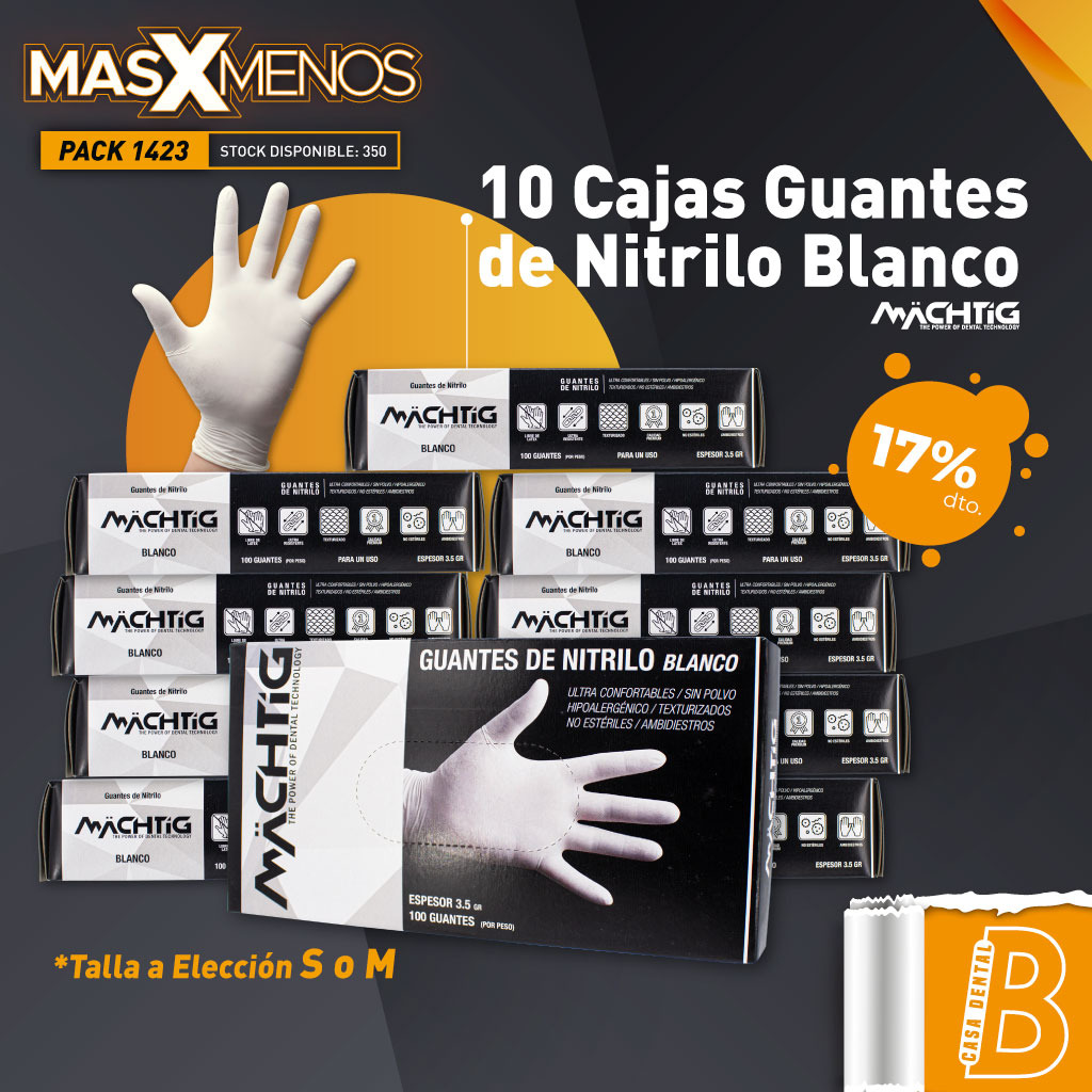 10 Cajas Guantes de Nitrilo Blanco Machtig