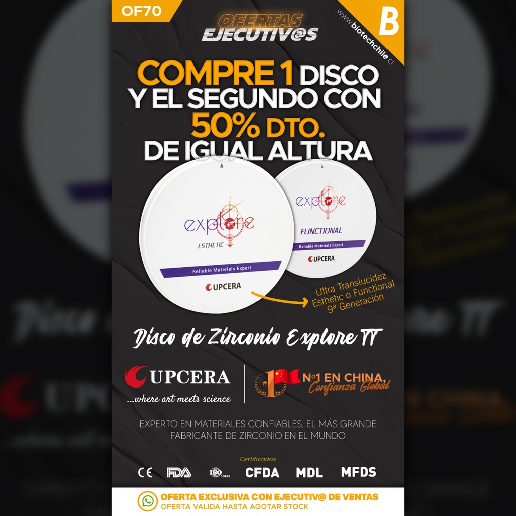 Oferta Discos Zirconio Explore Multi TT Upcera