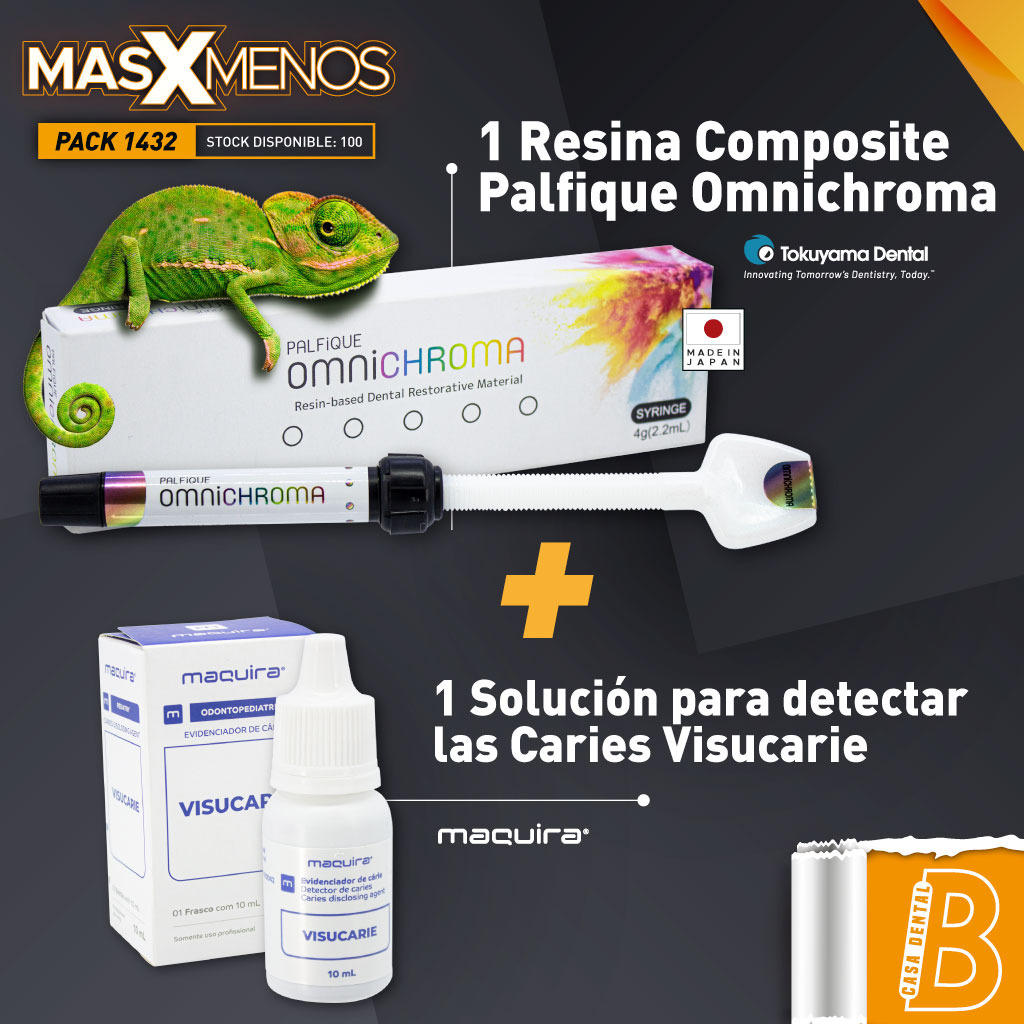 1 Resina Palfique Omnichroma Tokuyama + 1 Solución para detectar caries Visucarie Maquira Group