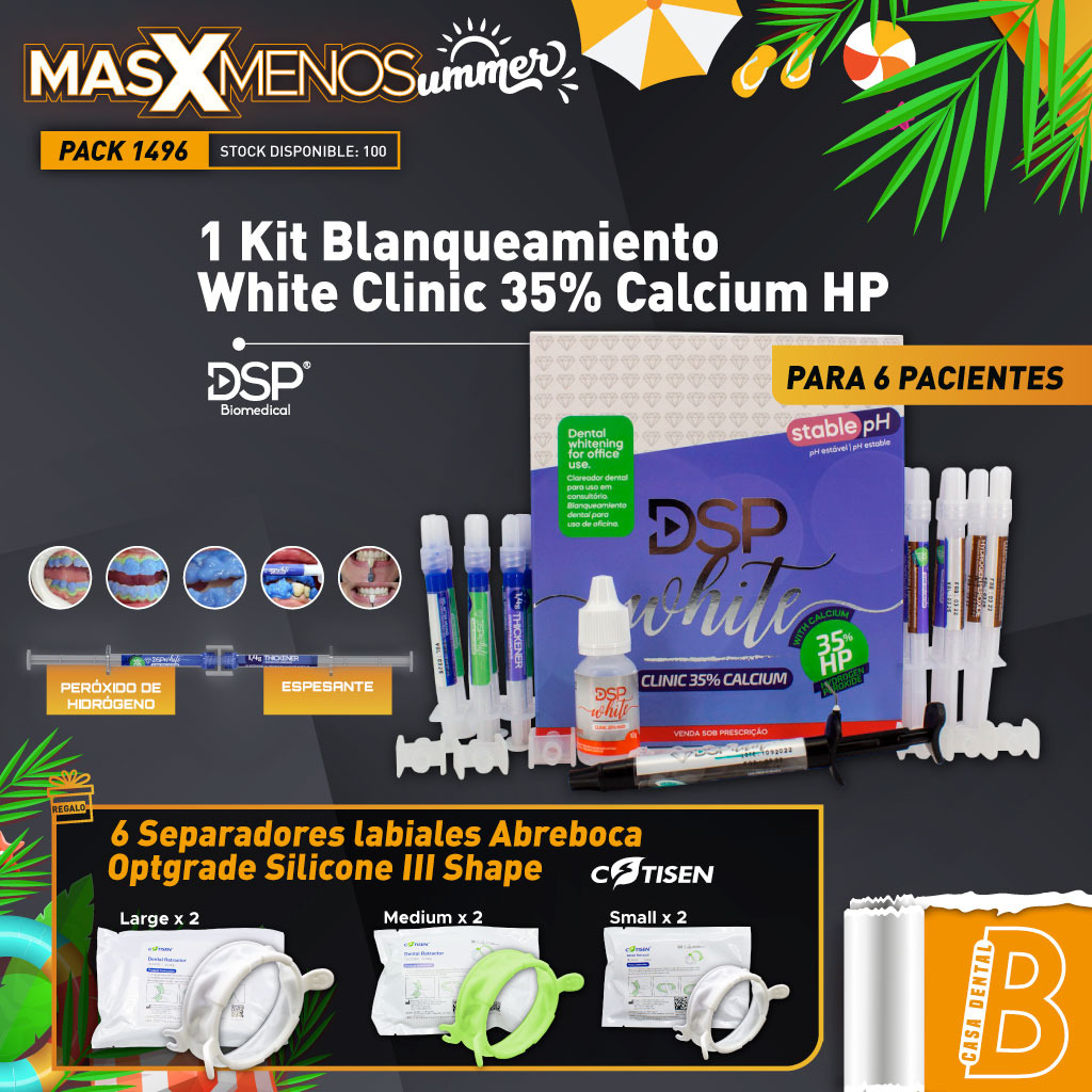 1 Kit Blanqueamiento White Clinic 35% Calcium HP DSP White + Regalo