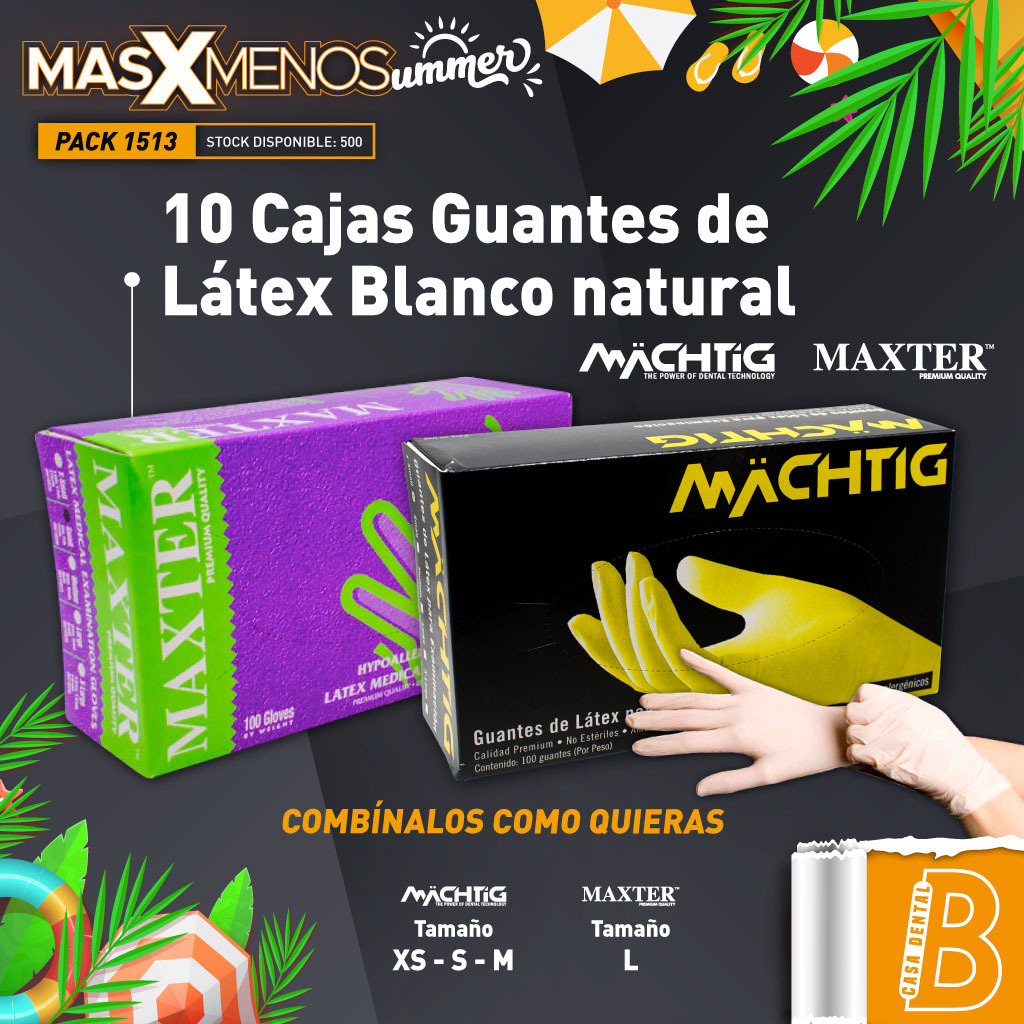 10 Cajas Guantes de Látex Blanco natural Machtig / Maxter