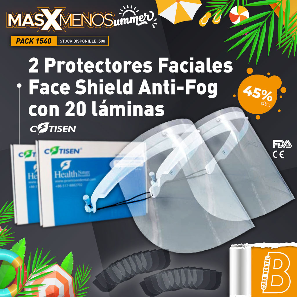 2 Protectores Faciales Face Shield Anti-Fog con 20 láminas Cotisen