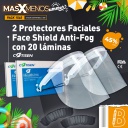 2 Protectores Faciales Face Shield Anti-Fog con 20 láminas Cotisen