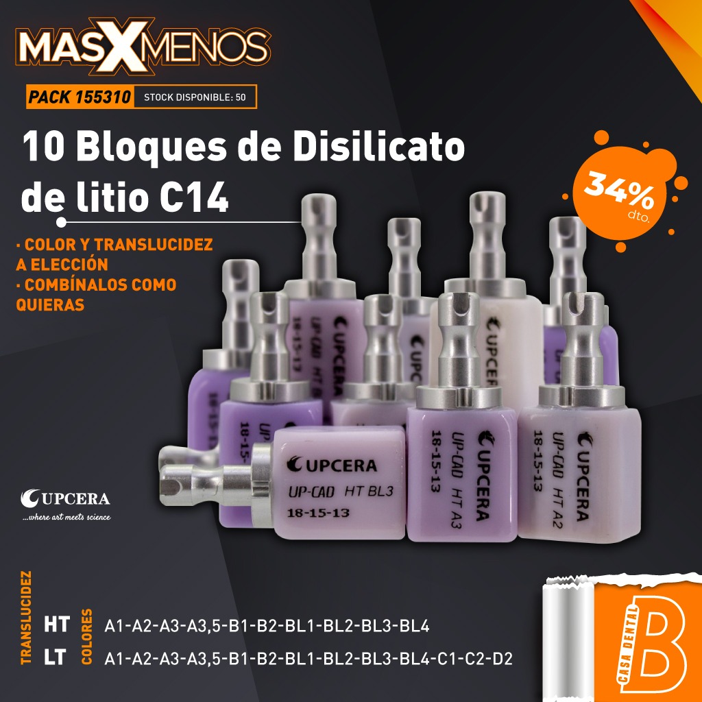 10 Bloques de Disilicato de litio C14 Upcera