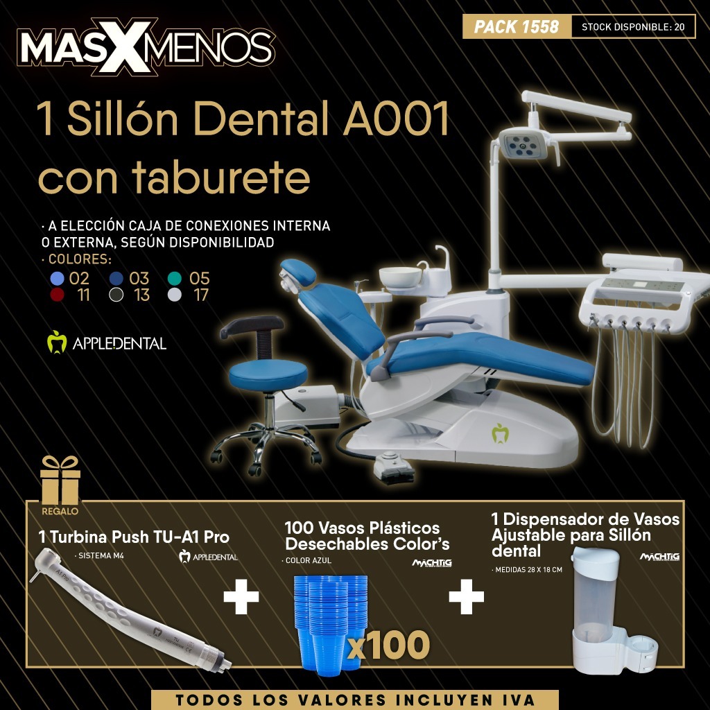1 Sillón Dental A001 con taburete Appledental + Regalos