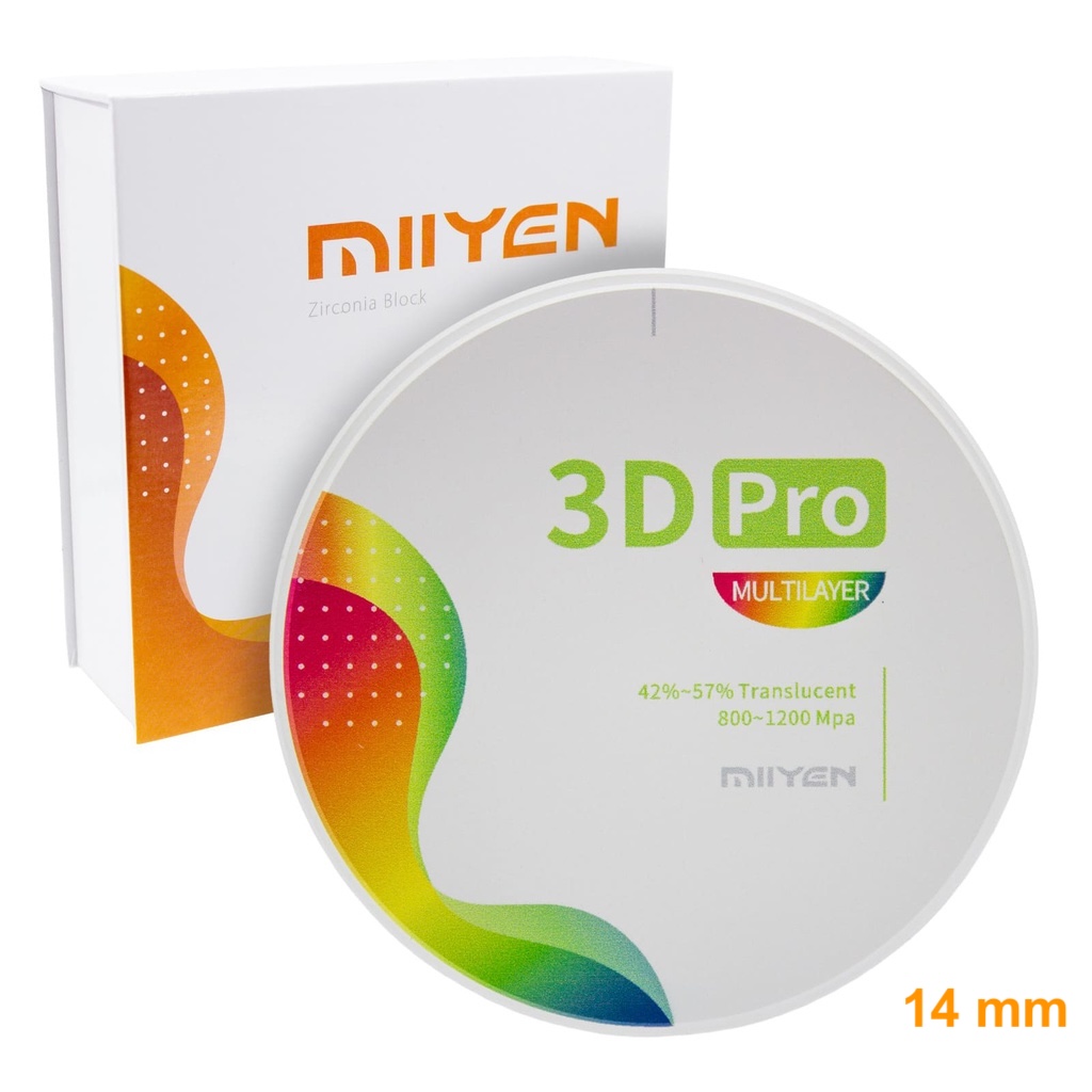 Disco de Zirconio Pro 3D Multi Ultra Translucidez TT 14 mm Miiyen