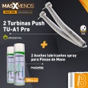 2 Turbinas push TU-A1 Pro Appledental + 2 Aceites lubricantes spray para Piezas de Mano Machtig