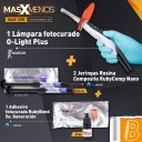 1 Lámpara fotocurado O-Light Plus Woodpecker + 2 Jeringas Resina RubyComp Nano + 1 Adhesivo RubyBond 5a. Generación Incidental