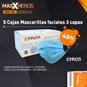 5 Cajas Mascarillas faciales 3 capas Ehros