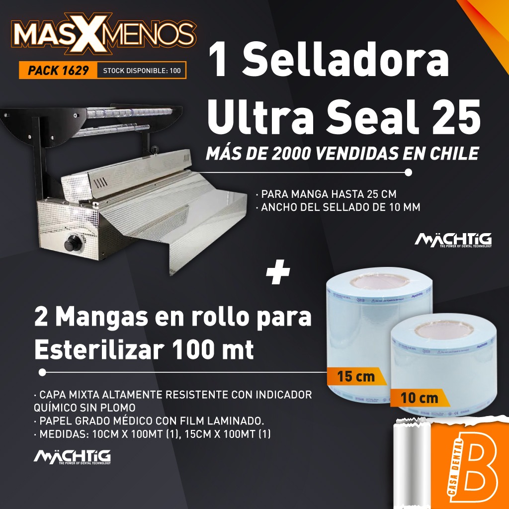 1 Selladora Ultra Seal 25 Machtig + 2 Mangas para Esterilizar Machtig