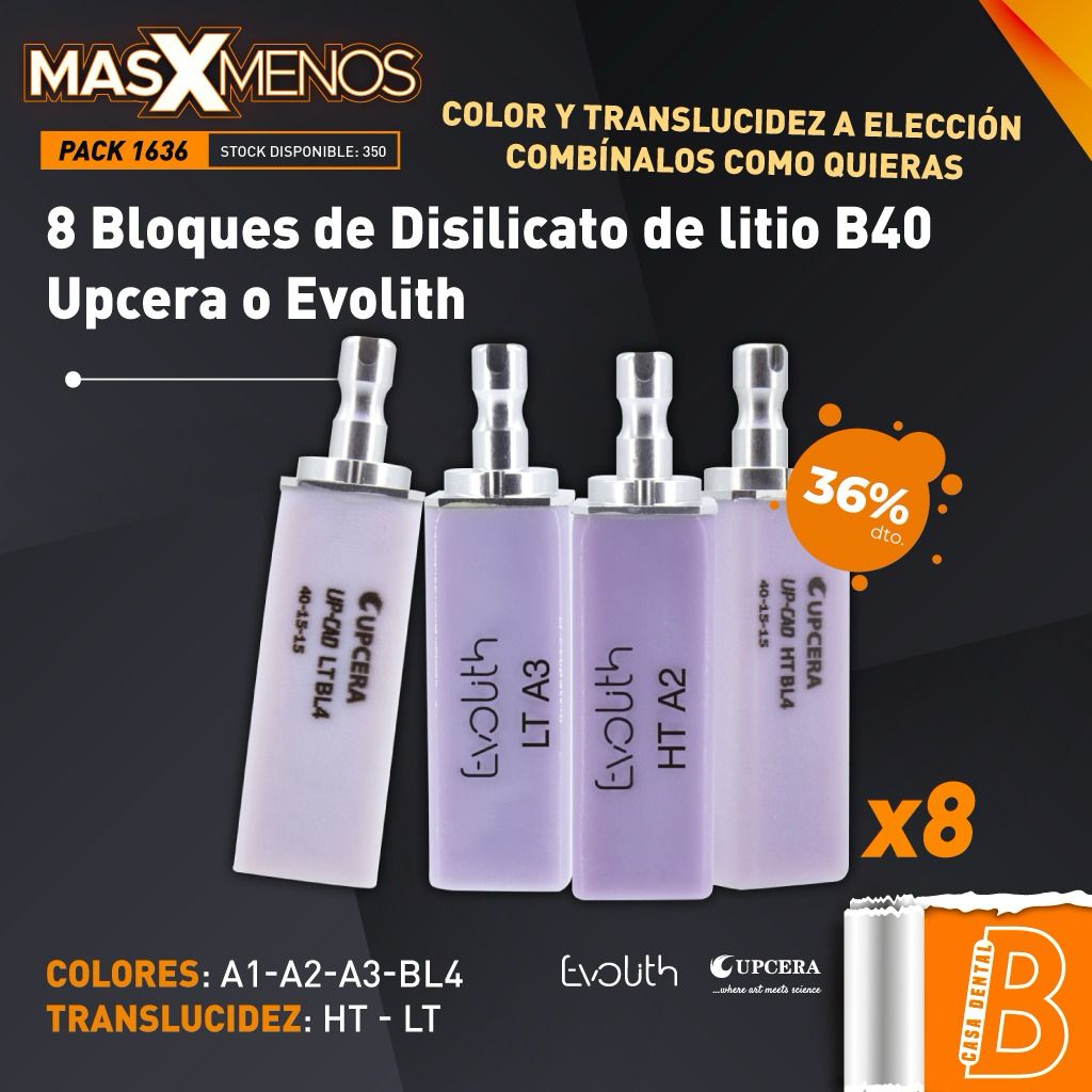 8 Bloques de Disilicato de litio B40 Upcera - Evolith