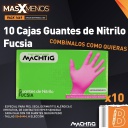 10 Cajas Guantes de Nitrilo Fucsia Machtig