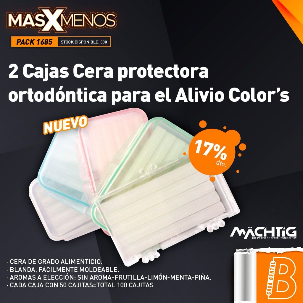 2 Cajas Cera protectora ortodóntica para el Alivio Color´s Machtig