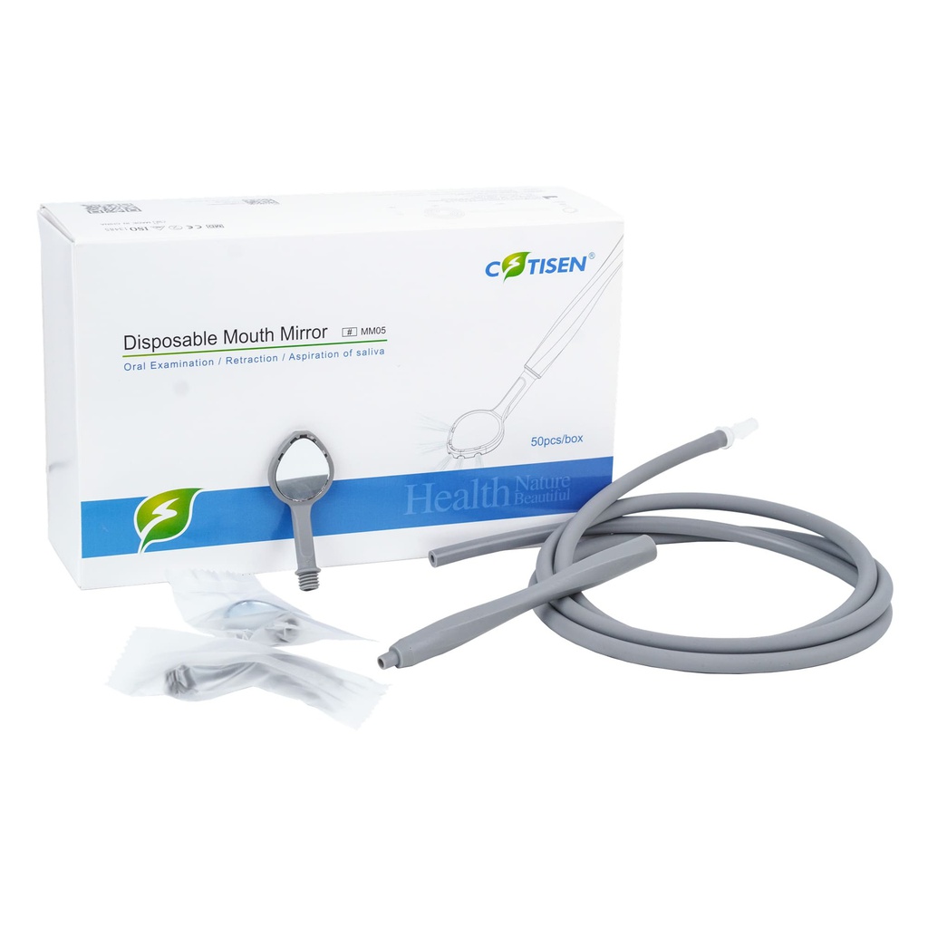 Set de 50 Espejos intraorales con retractor y succión Cotisen