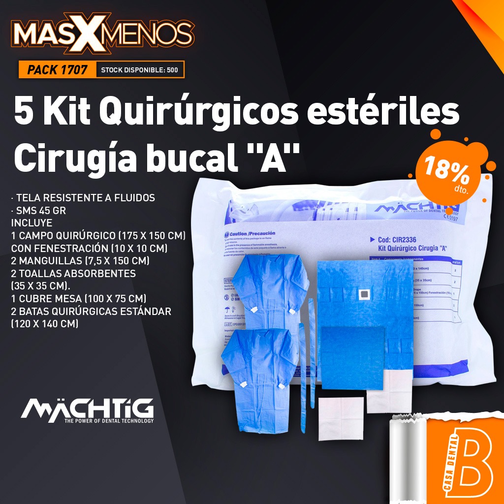 5 Kit Quirúrgicos estériles Cirugía bucal &quot;A&quot; Machtig
