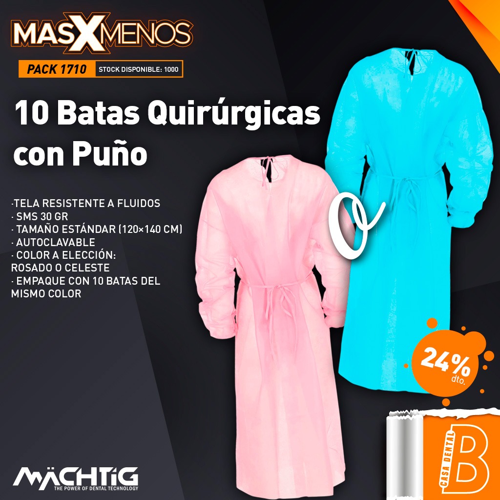 10 Batas Quirúrgicas con Puño Machtig