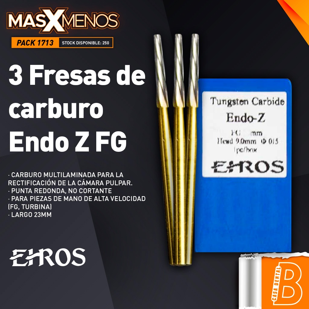 3 Fresas de carburo Endo Z FG Ehros