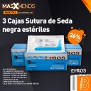 3 Cajas Sutura de Seda negra estéril Ehros