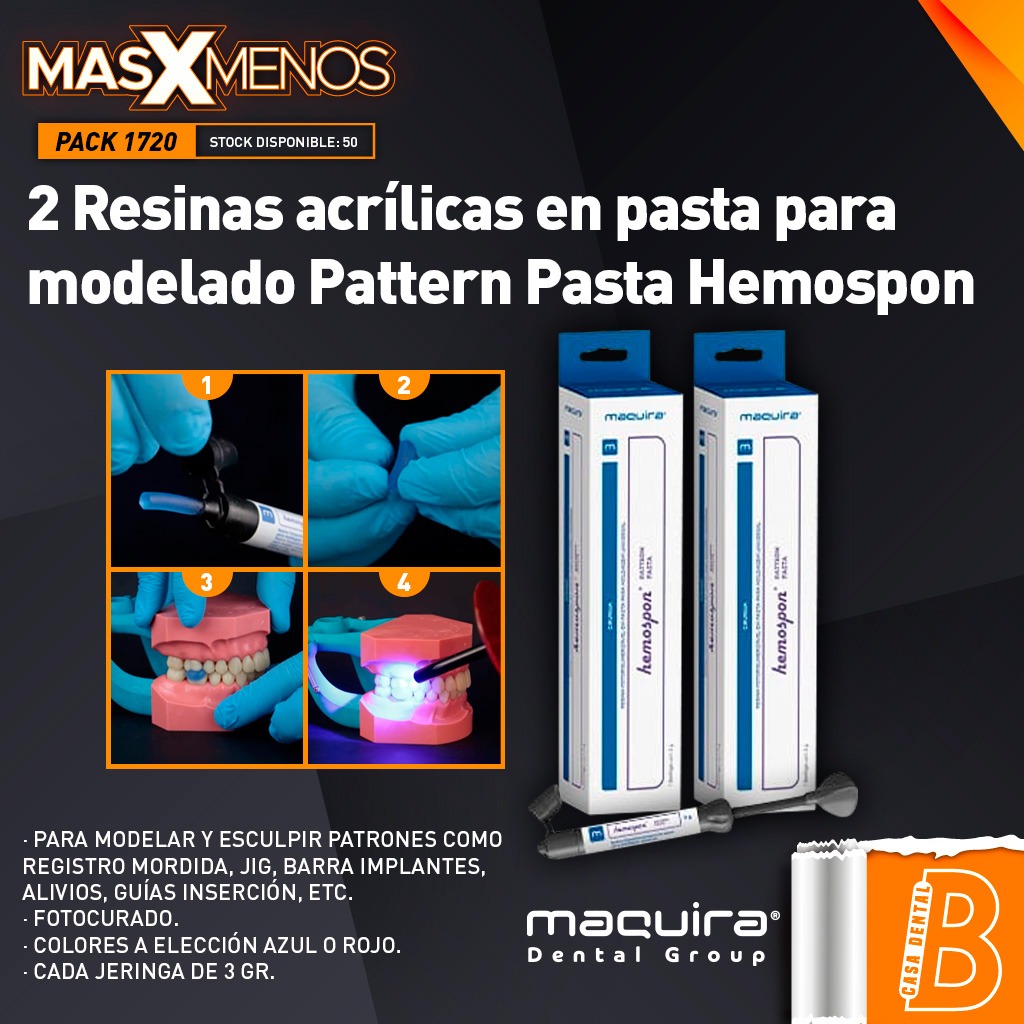 2 Resinas acrílicas en pasta para modelado Pattern Pasta Hemospon Maquira Group