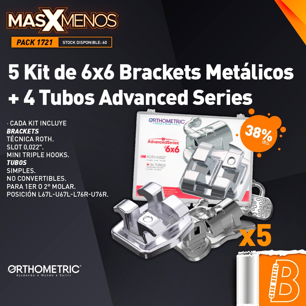 5 Kit de 6x6 Brackets Metálicos con 4 Tubos Advanced Series Orthometric