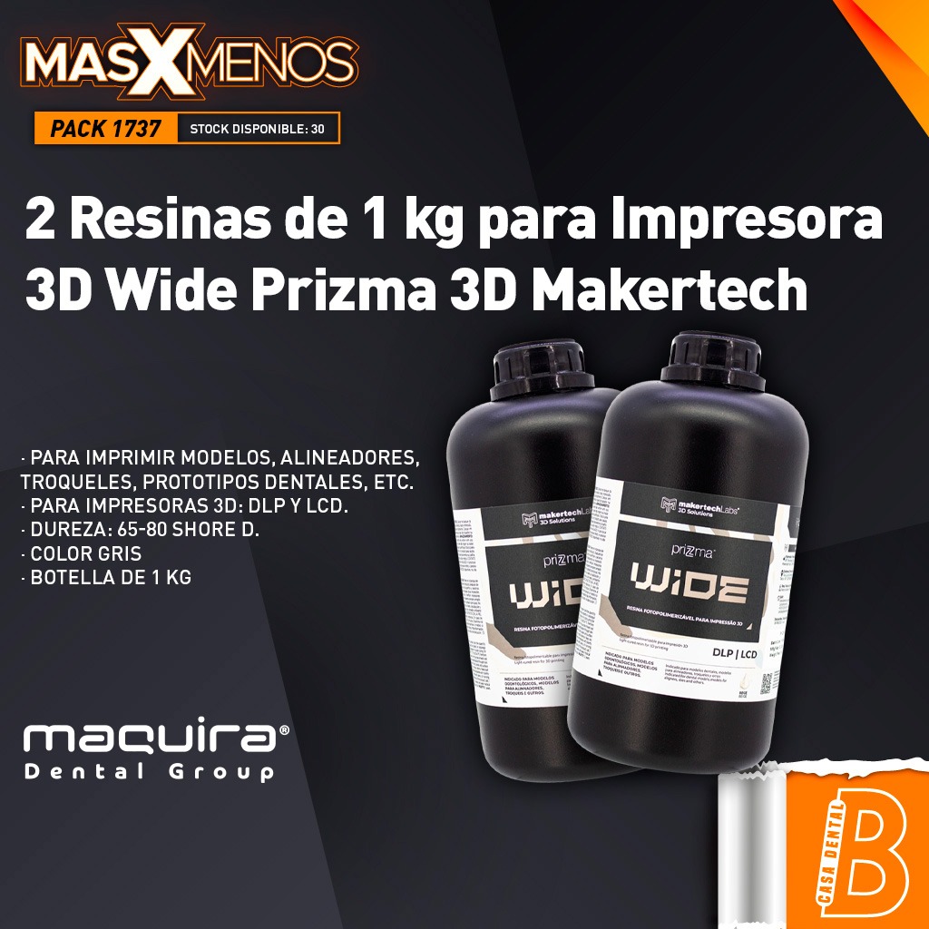 2 Resinas para Impresora 3D Wide Prizma 3D Makertech Maquira Group