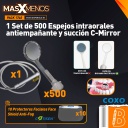 1 Set de 500 Espejos intraorales antiempañante y succión C-Mirror Coxo + Regalo