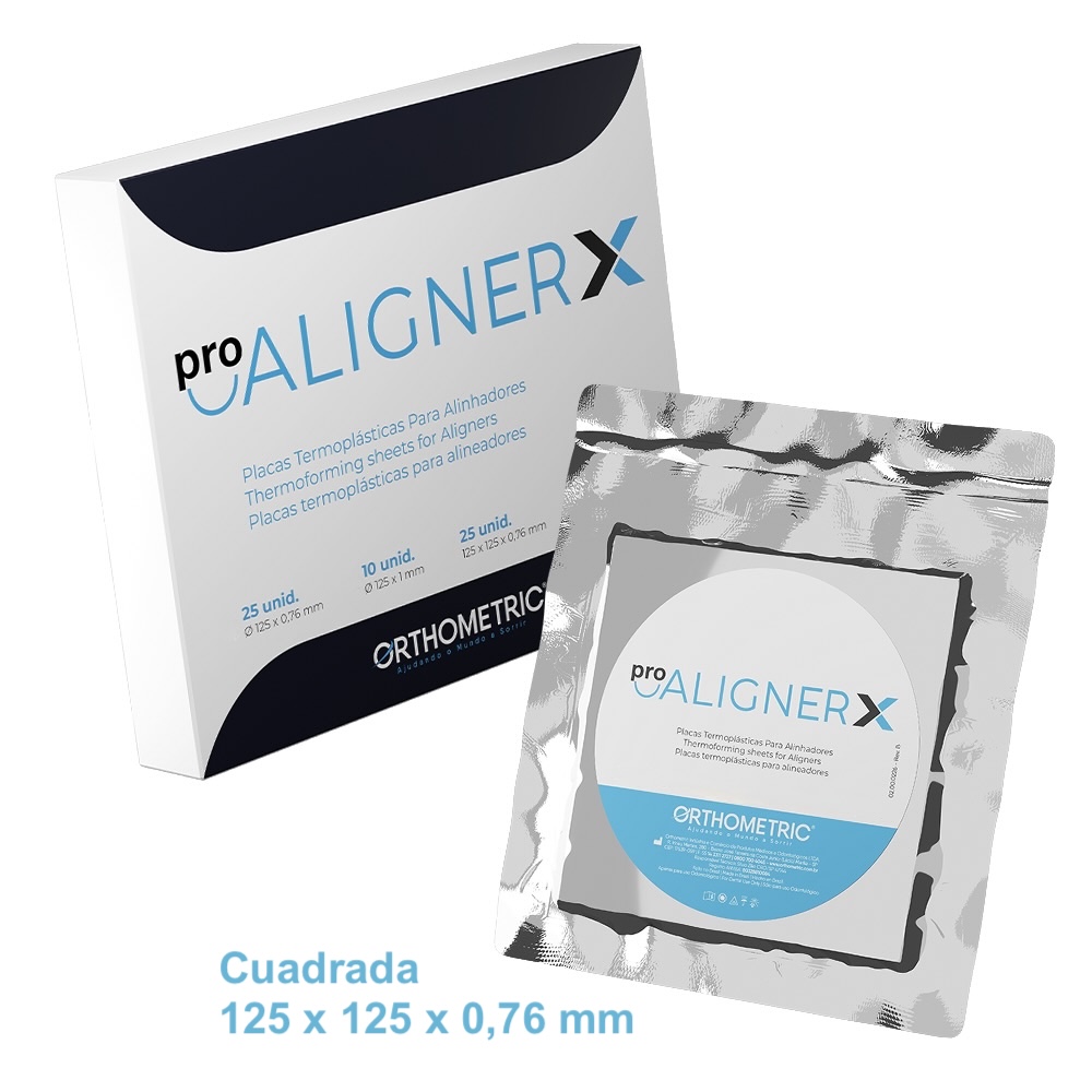 Placas láminas termoformables para Alineadores PETG Pro-Aligner X cuadrada 0,76 mm Orthometric