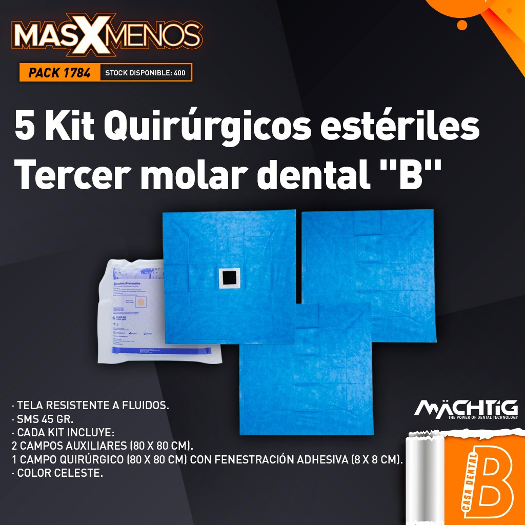 5 Kit Quirúrgicos estériles Tercer molar dental &quot;B&quot; Machtig