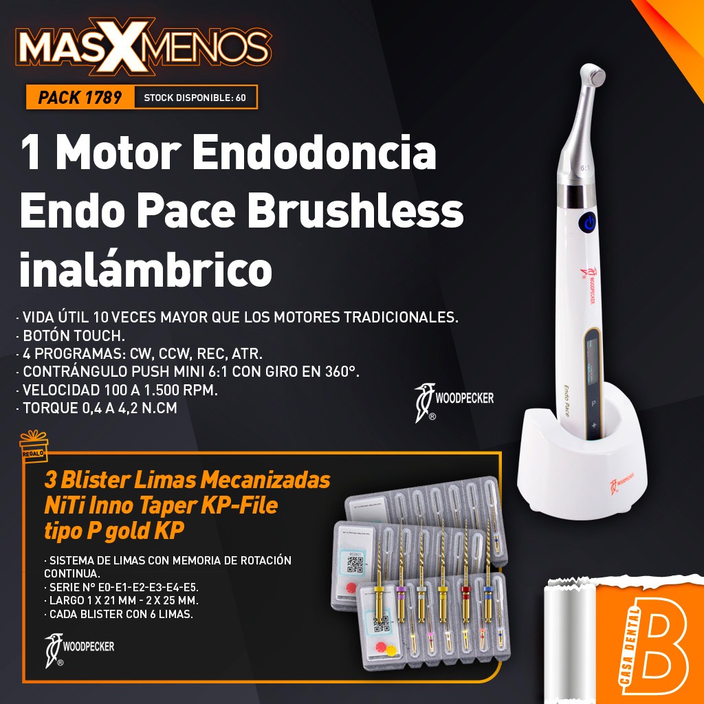1 Motor Endodoncia Endo Pace Brushless Woodpecker + Regalos