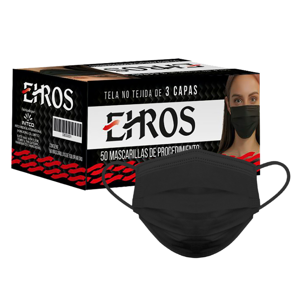 Mascarillas faciales 3 Capas Negra Ehros