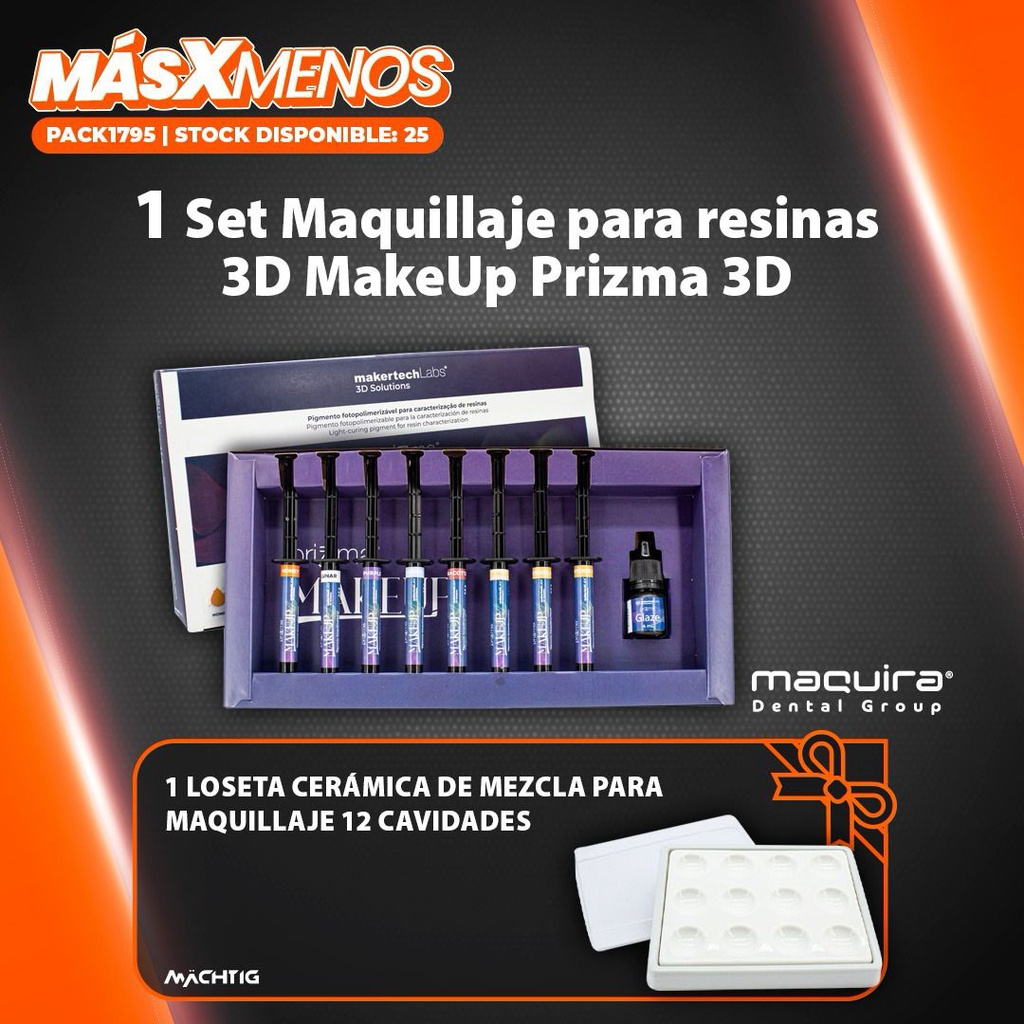 1 Set Maquillaje para resinas 3D MakeUp Prizma 3D Makertech Maquira Group + Regalo