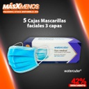 5 Cajas Mascarillas faciales 3 capas Watercube Keteng Medical