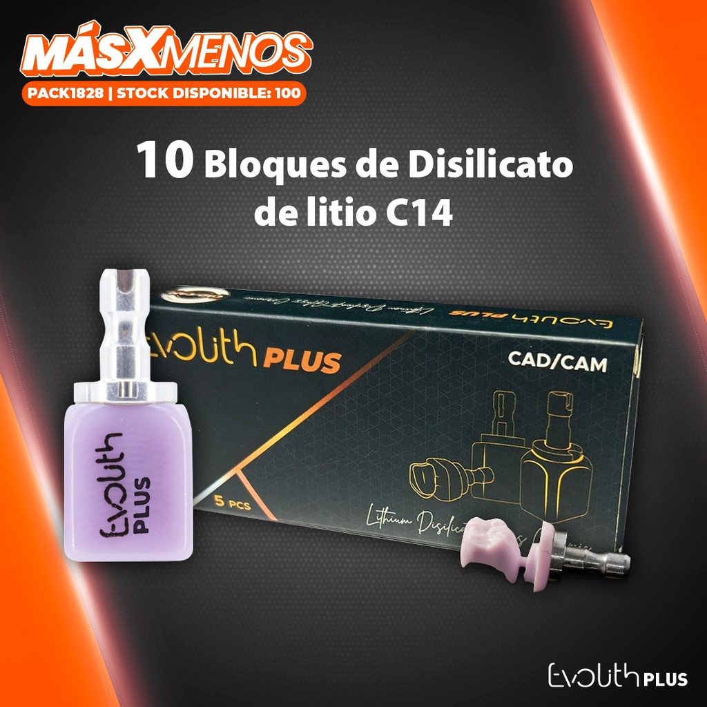 10 bloques de disilicato C14 Evolith Plus