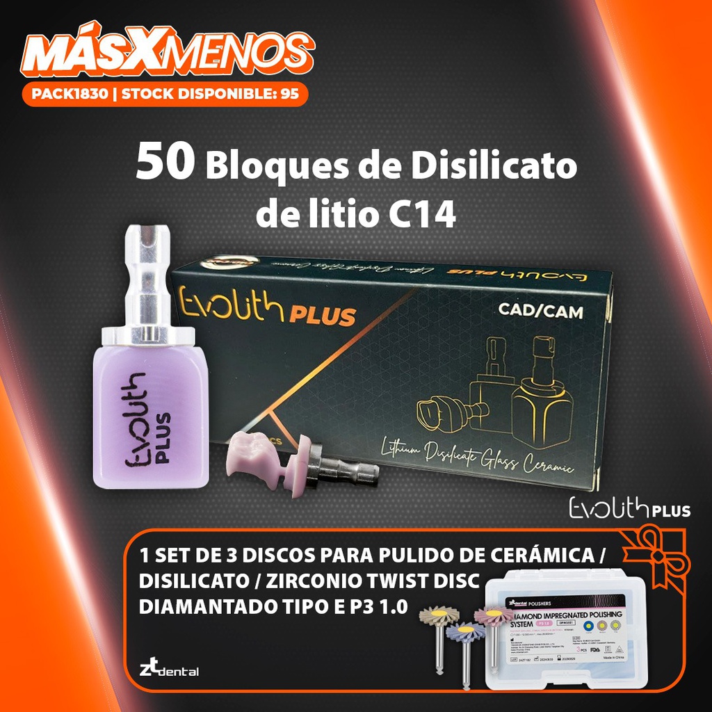 50 bloques de disilicato C14 Evolith Plus + Regalo