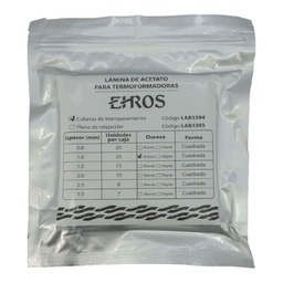 Placas láminas termoformables de Acetato cuadrada 1 mm Ehros