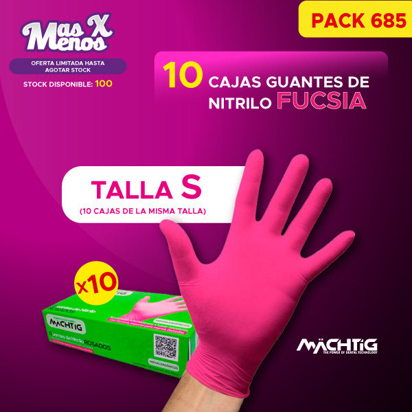 CAJA GUANTES NITRILO ROSADOS TALLA S