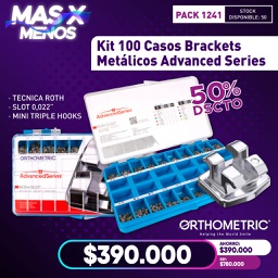 [PACK1241] 1 Kit 100 Casos Brackets Metálicos Roth Advanced Series Orthometric