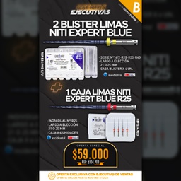 [OF60] 2 Blister Limas NiTi Expert Blue Endoart Serie + 1 Caja Limas NiTi Expert Blue Endoart N°R25 Incidental