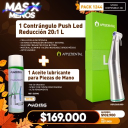 [PACK1244] 1 Contrángulo Push Led Reducción 20:1 L Appledental + 1 Aceite lubricante Machtig