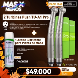 [PACK1248] 2 Turbinas Push TU-A1 Pro Appledental + 1 Aceite lubricante Machtig