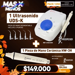 [PACK1250] 1 Ultrasonido UDS-K Woodpecker + 1 Pieza de Mano Cerámica HW-3H Woodpecker