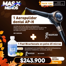 [PACK1251] 1 Aeropulidor dental AP-H Woodpecker +1 Fast Bicarbonato en polvo 65 micras Woodpecker