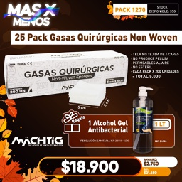 [PACK1270] 25 Pack Gasas Quirúrgicas Non Woven Machtig