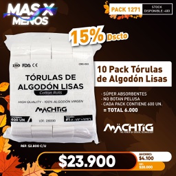 [PACK1271] 10 Pack Tórulas de Algodón Lisas Machtig