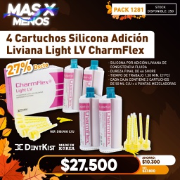 [PACK1281] 4 Cartuchos Silicona Adición Liviana Light LV CharmFlex Dentkist